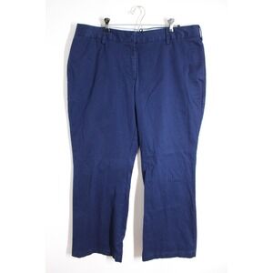 Lands End 18W Navy Blue Mid Rise Trouser Leg Cotton Stretch Chino Pants